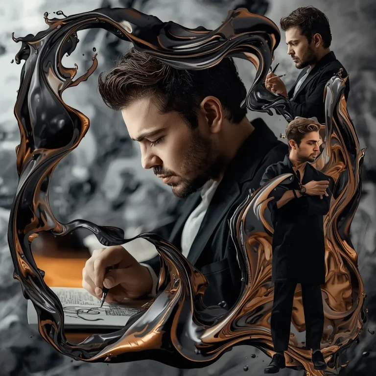 Abstract Liquid Art Flow Collage of a Creative Man | 4k ai prompt — AI image prompt