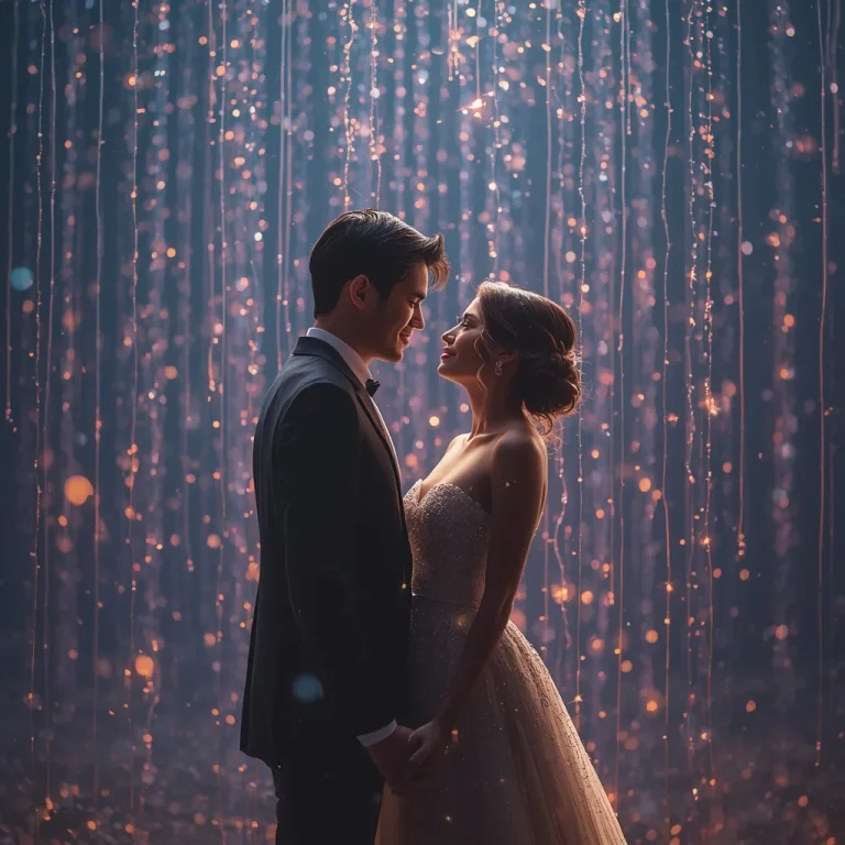 Couple in Crystallized Starlight Rain Romantic Ethereal Cinematic | realistic couple ai prompt — AI image prompt