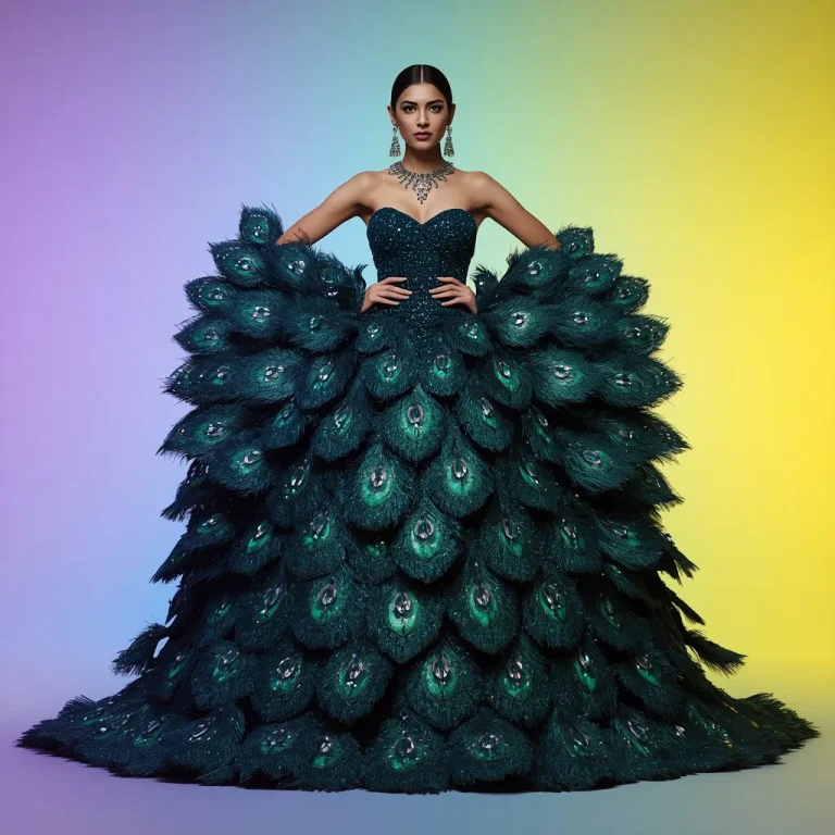 Couture Royal-Fusion Saree with Emerald Peacock Plumes | prompt for saree look for girl — AI image prompt