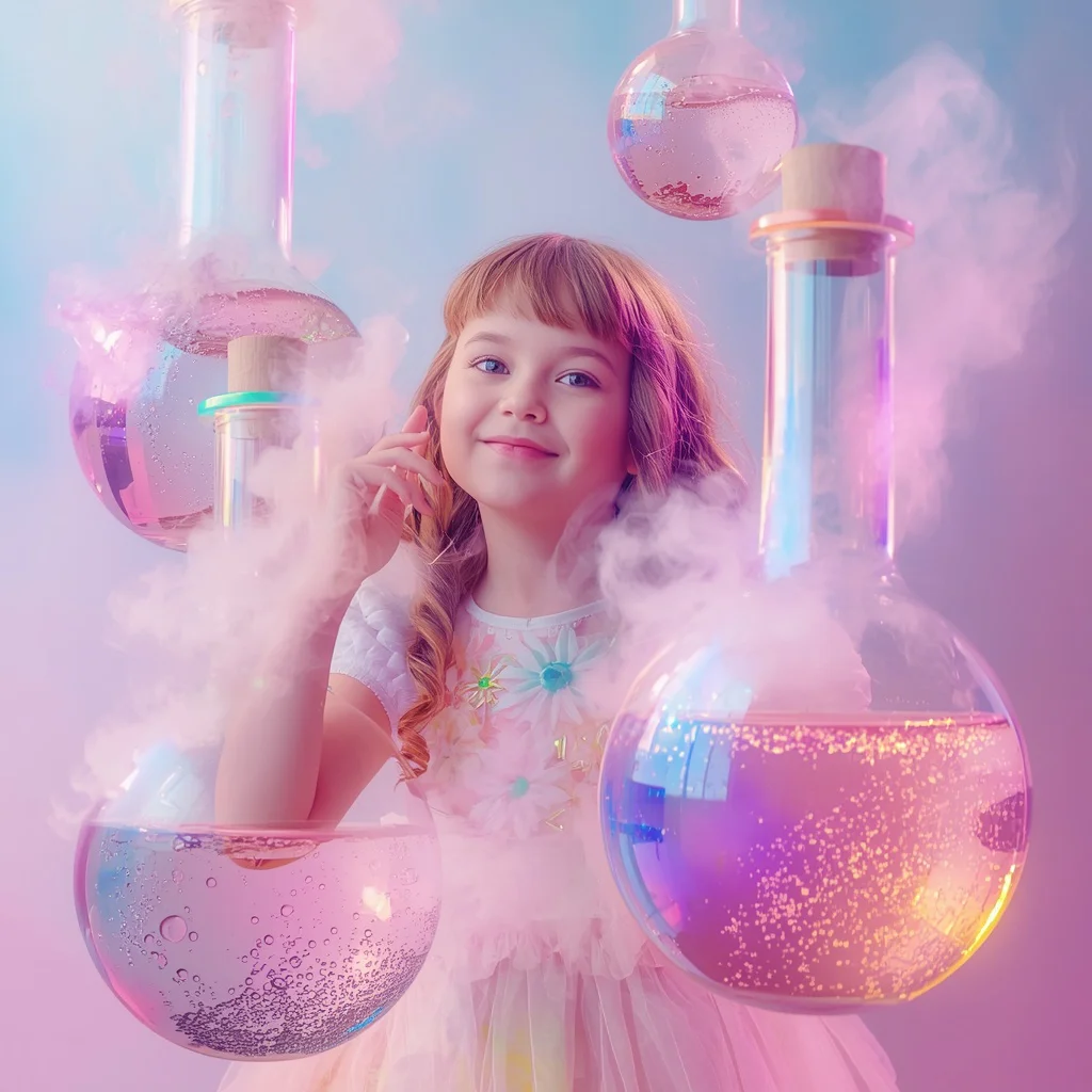 Girl Enchanted Bubbling Potions Whimsical Alchemy Cinematic | ai prompt text to image — AI image prompt