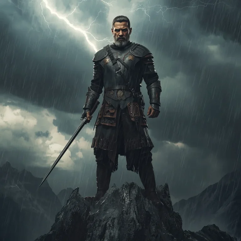 Male Stoic Leader Storm-Washed Ancient Mountain Peak | boy attitude ai prompt — AI image prompt