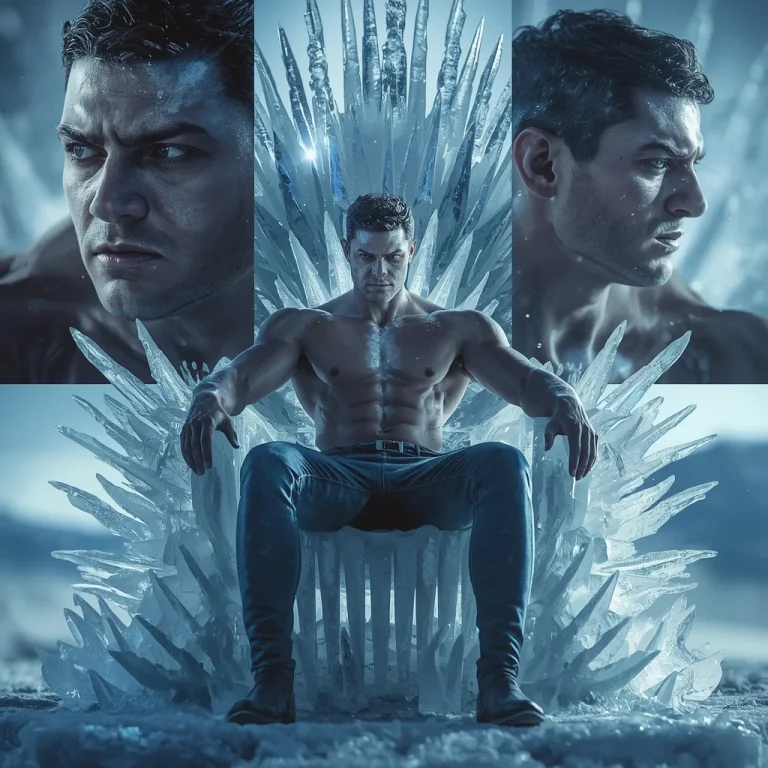 Masculine Man: Ice Sculpture Throne and Frozen Energy Spikes | Gemini prompt rose boy — AI image prompt