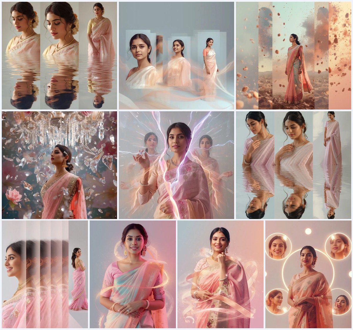 New 10 Prompt For Gemini AI Girl Modern Saree Instagram for Trending | retro style prompt for Gemini girl in saree
