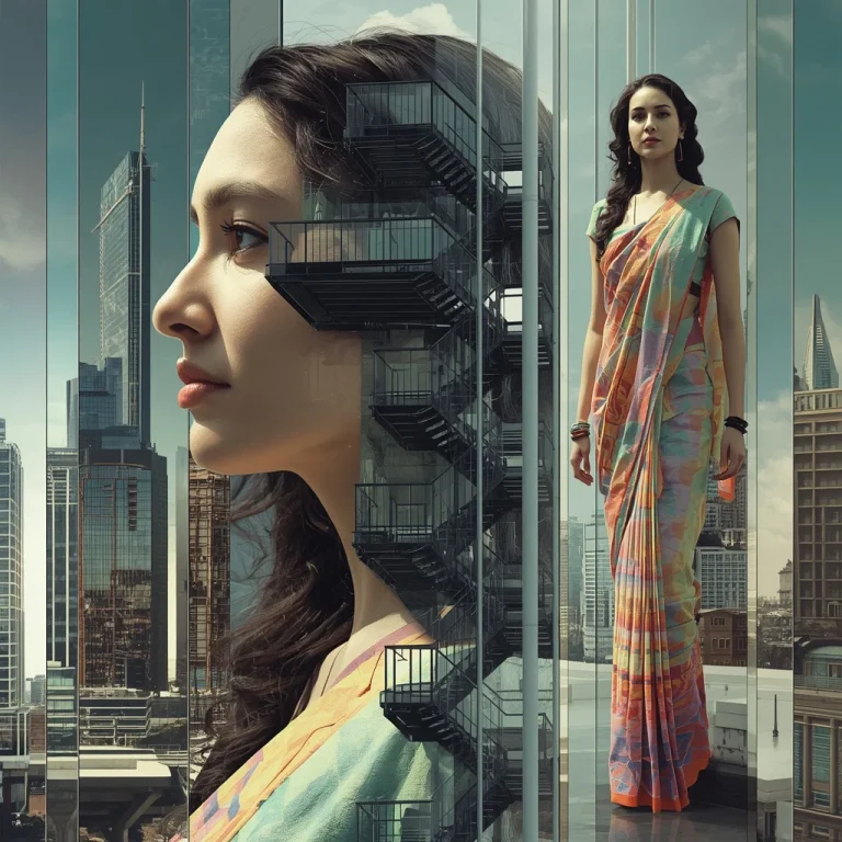 Next-Level Cinematic Collage: Human-Architecture Fusion Art | chatgpt saree prompt instagram — AI image prompt