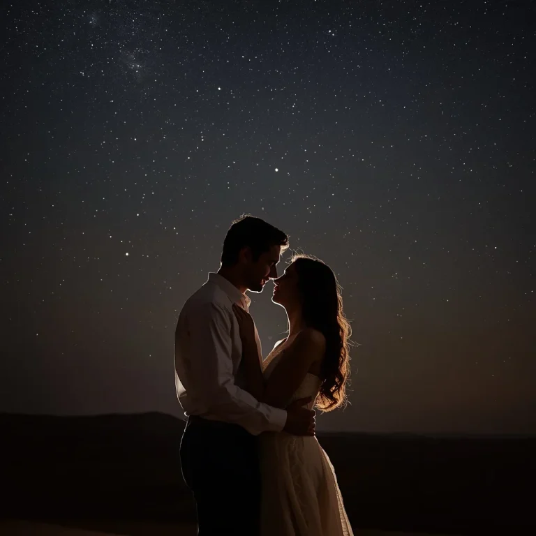 Romantic Couple Embrace Under Starlight Desert Night | Hot couple prompt generator — AI image prompt