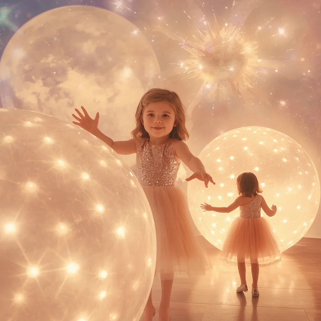 Young Girl Glowing Star Orb Playground Whimsical Cosmic Cinematic | indian ai prompt — AI image prompt