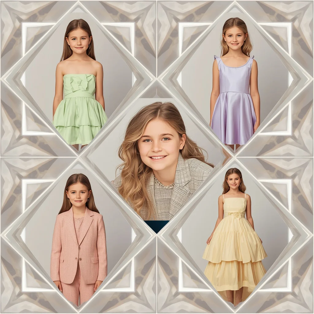 A Diamond Cut Frame Collage of a Beautiful Young Girl — AI image prompt