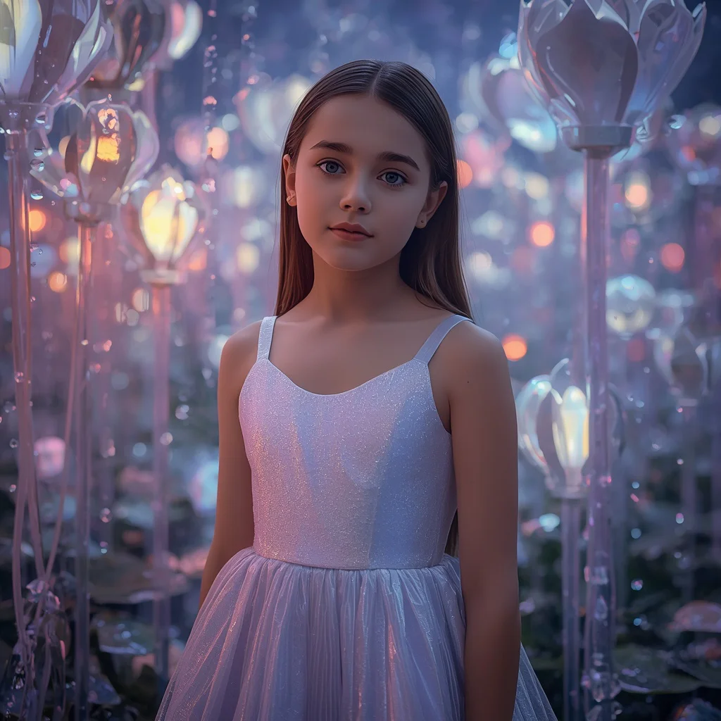 A Futuristic Celestial Garden Portrait of a Beautiful Young Girl — AI image prompt