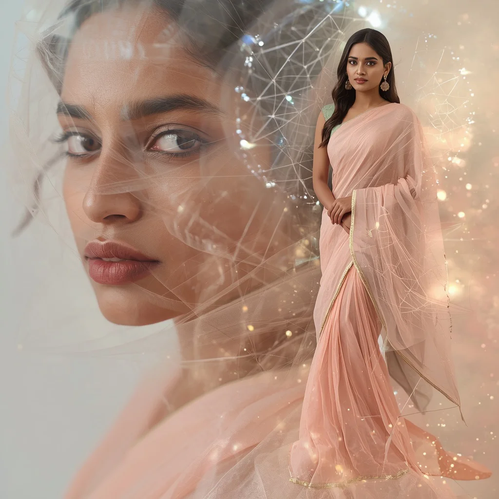 Dreamcatcher's Weave: An Indian Woman's Aspirations in Ethereal Threads — AI image prompt