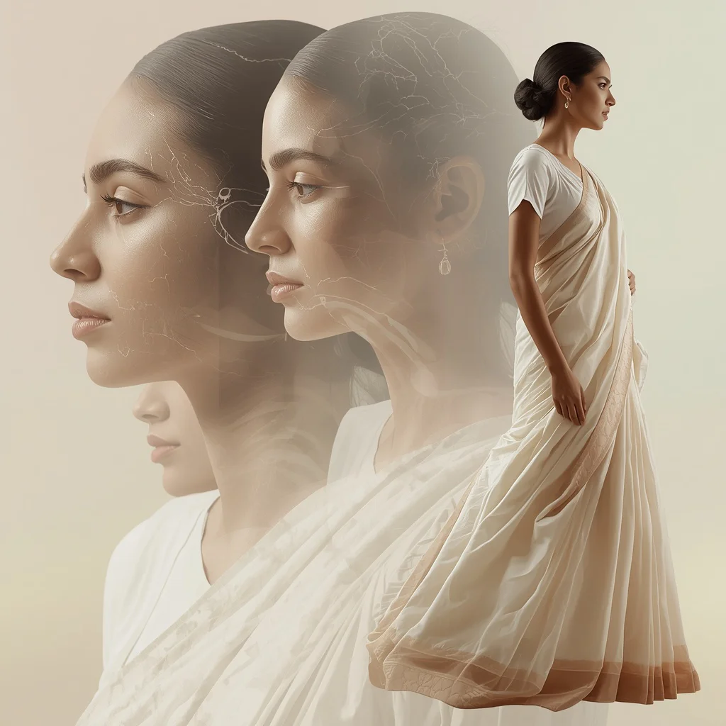 Sculpted by Time: An Indian Woman's Journey in Marbleized Forms — AI image prompt