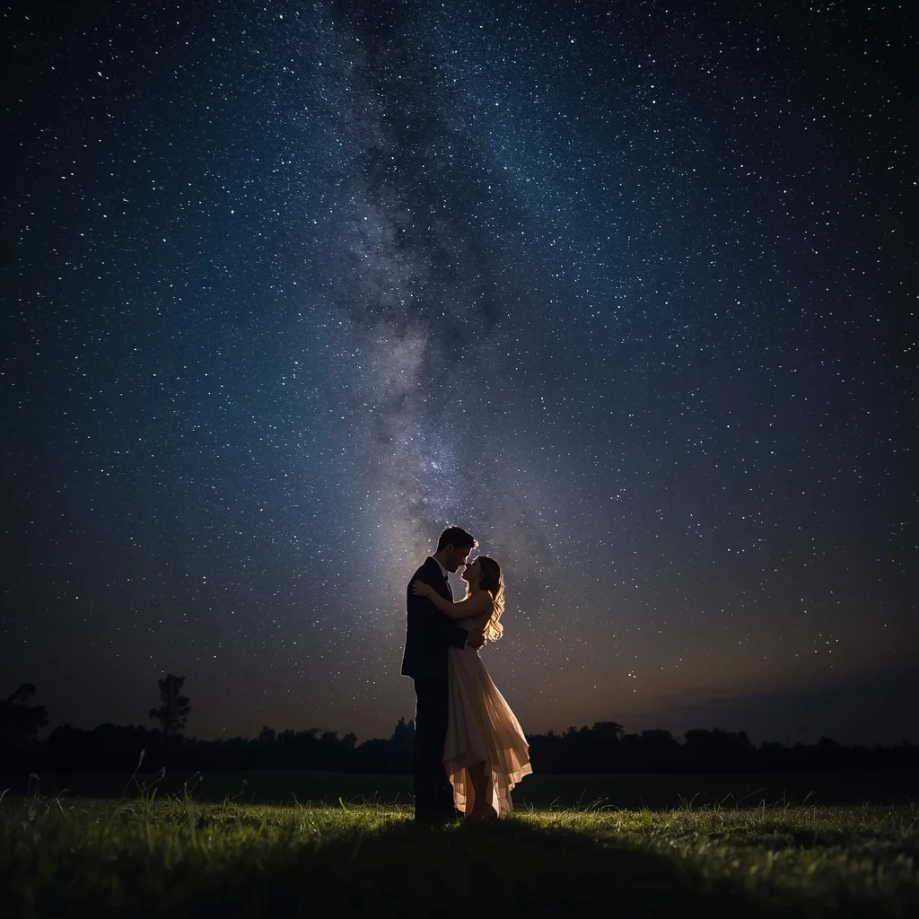 Star-Crossed Lovers Dancing Under a Midnight Sky — AI image prompt